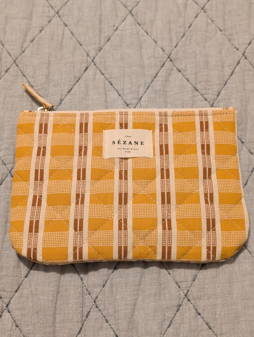 Sezane Yellow Plaid Quilted Pochette
